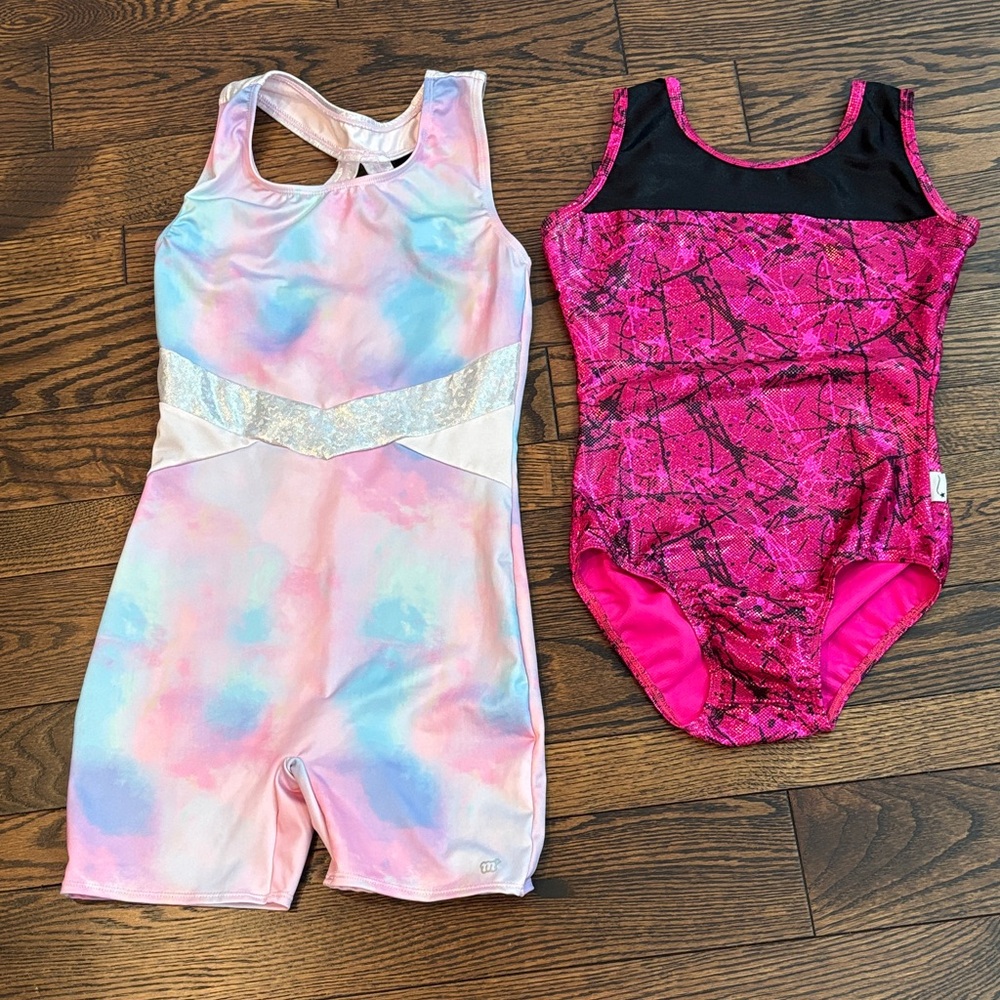 More Than Magic Pastel YXL and Pink destira leotard AXS Set